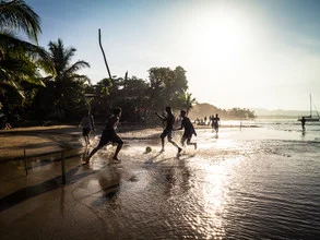 Photo art by Johann Oswald: beach soccer at sunset in Costa Rica