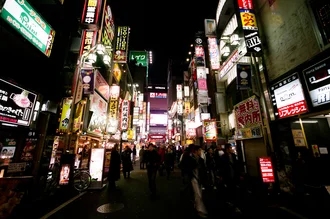 Photo art by Jim Delcid: Neon lights and billboards in Tokyo's Kabukichō at night