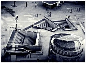 Photo art by Frank Wöllnitz: black and white shot of a lone man in motion