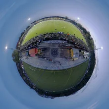 Photo art by André Stiebitz: floodlights above Karl Liebknecht Stadium in Potsdam.