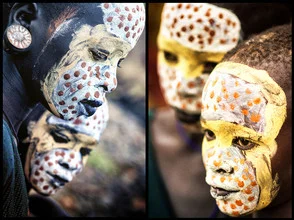 Colorful photo art featuring traditional face painting from Ethiopia