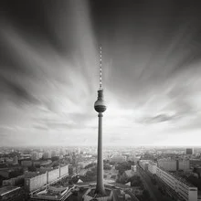 Photo art by Ronny Behnert: Berlin TV Tower beneath a cloudy sky.