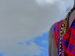 Photo art by Clara García-Carrillo: Masai under a vast, clear sky