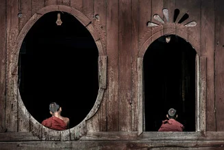 Aufnahme von Timo Keitel: Mönche in einem Kloster in Myanmar, friedliche Atmosphäre