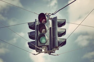 Photo art by Michael Belhadi: a green traffic light in Copenhagen