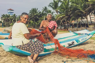 Photo art by Philipp Langebner: fishing boat on the beach in Sri Lanka