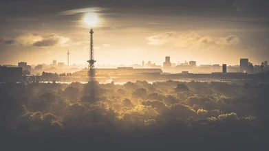 Photo art by Ronny Behnert: two towers in the morning light of Grunewald