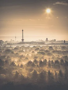 Photo art by Ronny Behnert: fog over the towers at sunrise