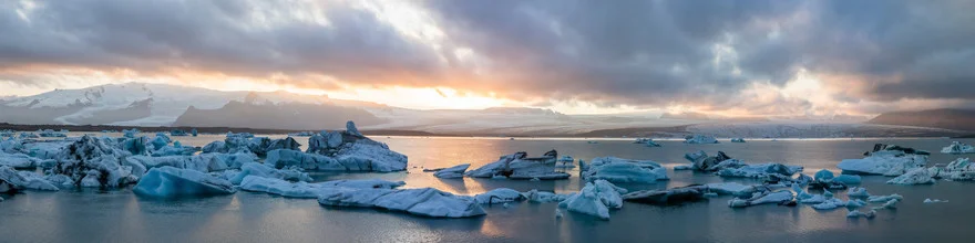 Photo art by Cyril Hertz: panoramic view of a calm iceberg in water