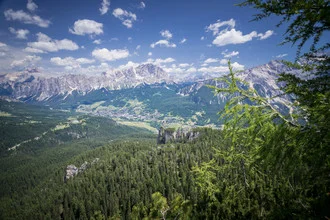 Photo art showcasing the Alps, soft clouds over Cortina d'Ampezzo