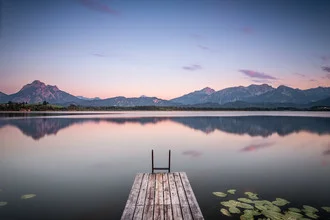 Photo art by Markus Van Hauten: tranquil lake landscape at Hopfensee during sunrise