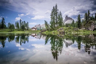 Photo art by Markus Van Hauten: tranquil landscape at Lago di Federa in the Dolomites