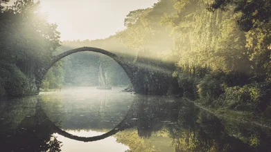 Photo art by Ronny Behnert: Rakotzbridge in morning light with gentle reflections