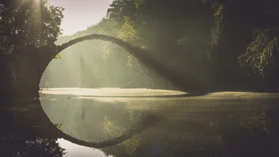 Photo art by Ronny Behnert: mist around Rakotz Bridge in gentle morning light