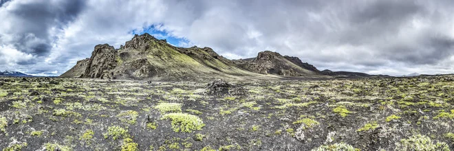 Photo art by Norbert Gräf: picturesque volcanic landscape in Iceland with mountains and clouds