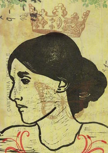 Wandbild von Amalia Caratozzolo: Illustration von Virginia Woolf mit Krone