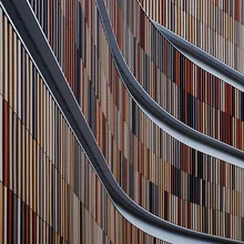 Photo art by Klaus Lenzen: colorful facade of a shopping center in Mönchengladbach