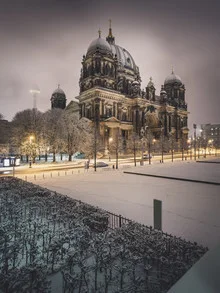 Photo art by Ronny Behnert: wintry Berlin Cathedral covered in snow