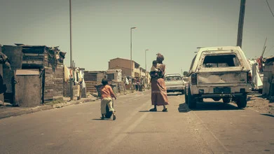 Photo art by Dennis Wehrmann: vibrant street scene in the Langa township, Cape Town.