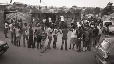 Photo art by Dennis Wehrmann: people in Katutura, monochrome depiction
