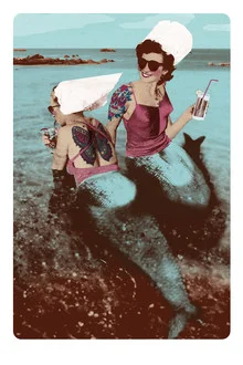Wall art by Larvol Marianne: nostalgic sea scene with a mermaid and cocktail