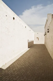 Photo art by Daniel Schoenen: abstract alley in the Emirates with soft lighting.