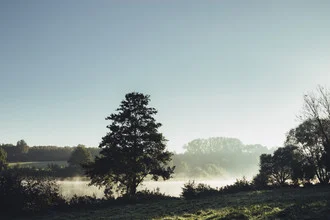 Serene photo by Nadja Jacke: Morning at Obersee in Bielefeld with blue sky
