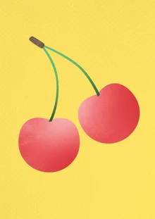 Wandbild von Angela Capillo: fröhliche Kirschillustration im Sommerstil