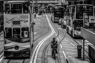 Photo art by Michael Schaidler: vibrant depiction of a street in Hong Kong