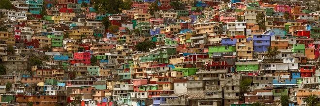 Photo art by Frank Domahs: colorful houses in Jalousie, Port-au-Prince, Haiti