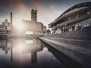 Photo art by Ronny Behnert: cityscape with reflection at dawn