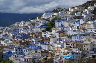 Photo art by Kolja Frohberger: gentle colors and architectural elements in Chefchaouen