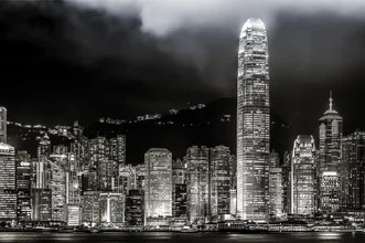 Photo art by Rob Smith: shimmering lights over Victoria Harbour in Hong Kong