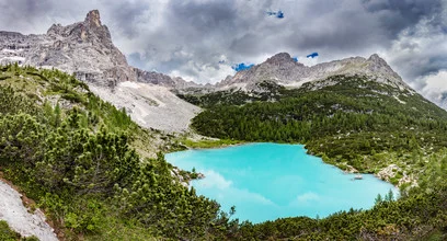 Photo art by Markus Van Hauten: serene view of Lago di Sorapis in Italy