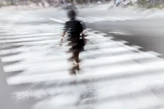 Photo art by Jörg Faißt: people walking across a crosswalk in Kyoto