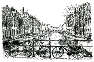 Biking in Amsterdam - fotokunst von Mieke Van Der Merwe