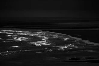 Photo art by Philip Gunkel: calm scene featuring basalt rock Hvitserkur by the beach