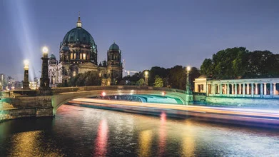 Photo art of Berlin Cathedral with gentle light reflections and calm traffic