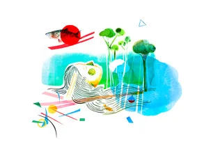 Wall art by Alexandra Sternin: colorful surreal portrait expressing dreams
