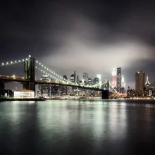 Photo art by Ronny Ritschel: Brooklyn Bridge with lights over the East River.