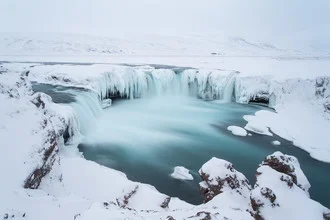 Photo art by Markus Van Hauten: the frozen waterfall Godafoss in Iceland