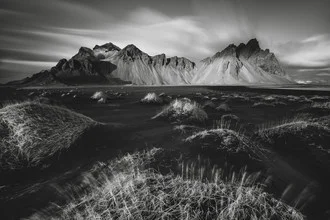 Photo art by Ronny Behnert: Vestrahorn landscape featuring contrasting light and clouds.