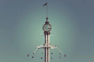 Photo art by Michael Belhadi: colorful carousel at an amusement park.