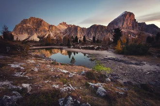 Beautiful view over the calm Lake Limides in Italy