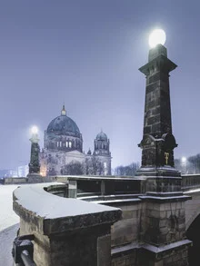 Photo art by Ronny Behnert: Berlin Cathedral in winter, soft lights and misty atmosphere.