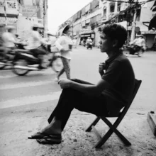 Photo art by Andreas Kersten: bustling street scene in Hanoi during rush hour