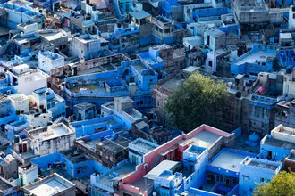 Images by Sebastian Rost: a serene view of a blue city in India