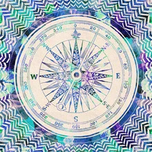Illustration by Bianca Green: colorful flowers and a path with a compass motif