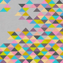 Wall art featuring geometric patterns in soft colors by Bianca Green.