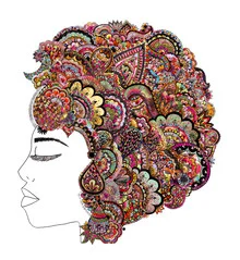 Illustration von Bianca Green: farbenfrohe Darstellung einer Frau mit Afro-Haar.